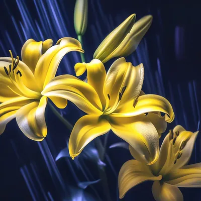 Жёлтые лилии, букет, высокая …» — создано в Шедевруме