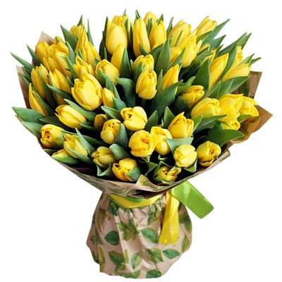 Букет 35 желтых тюльпанов с доставкой в Новосибирске. Служба доставки  цветов и подарков - FLO365