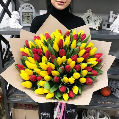 Букет \"Желтые тюльпаны\" с доставкой в Шахунье — Фло-Алло.Ру, свежие цветы с  бесплатной доставкой