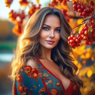 Женщина — осень, это не вечер... ~ Открытка (плейкаст)