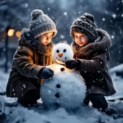 Зима, дети играют в снежки птица Раскраски зима скачать бесплатно
