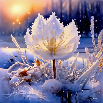 Акварель, зима, зимние цветы, замё…» — создано в Шедевруме
