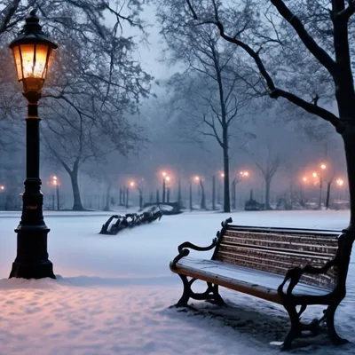 Парк зимой, гиперреалистично, прекрасно…» — создано в Шедевруме