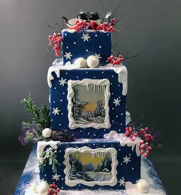Фотографии праздничных зимних тортов
