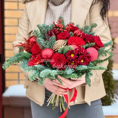 Зимний букет розовых цветов с нобилисом - купить с доставкой в Омске -  Лаванда