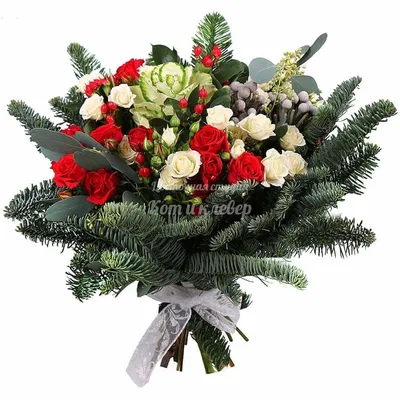 Зимний букет с красными розами и нобилисом - купить с доставкой в Омске -  LAVANDA