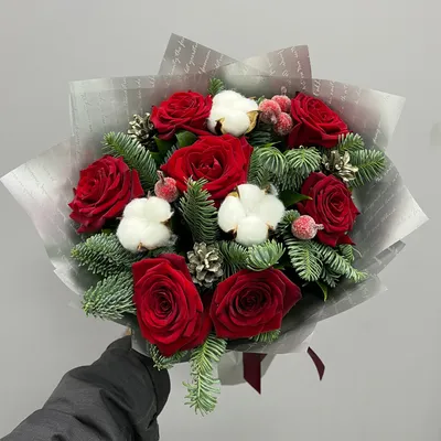 Зимний букет с розами, гортензиями и анемонами купить в Киеве: цена, заказ,  доставка | Магазин «Камелия»