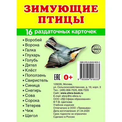 Демонстрационные картинки Супер. Зимующие птицы.16 раздаточных карточек с  текстом - Бук-сток