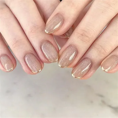 Shiny Gold French False Nail Short Almond Press on Nails for Nails Art  24pcs | eBay