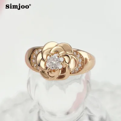 Купить SIMJOO Персонализированное кольцо в форме розы с цирконом цвета  розового золота | Joom
