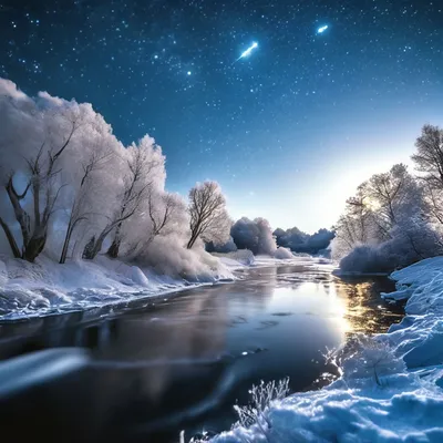 Звёздное небо, зима, искрящийся …» — создано в Шедевруме