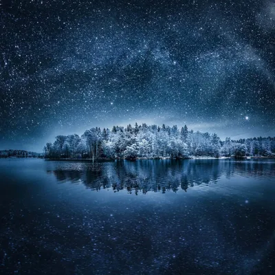 Звёздное небо, зима, реалистично» — создано в Шедевруме