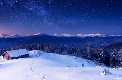 Звёздное небо зимой на поле» — создано в Шедевруме