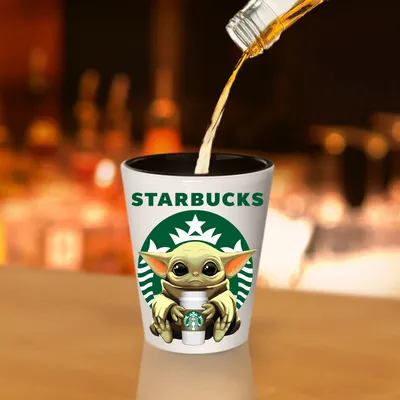 Starbucks Baby Yoda Star Wars Cute Yoda STARBUCKS Funny Shot Glass Gift |  eBay