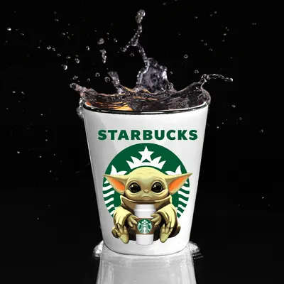 Starbucks Baby Yoda Star Wars Cute Yoda STARBUCKS Funny Shot Glass Gift |  eBay